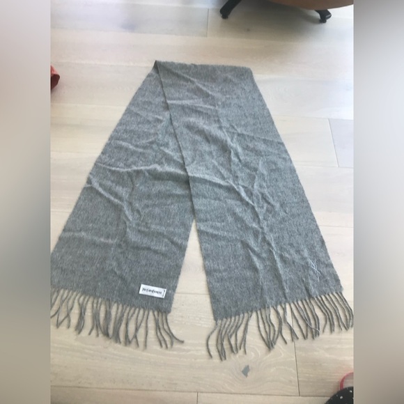- YSL yves saint Laurent Grey Wool Scarf vintage - Picture 3 of 8